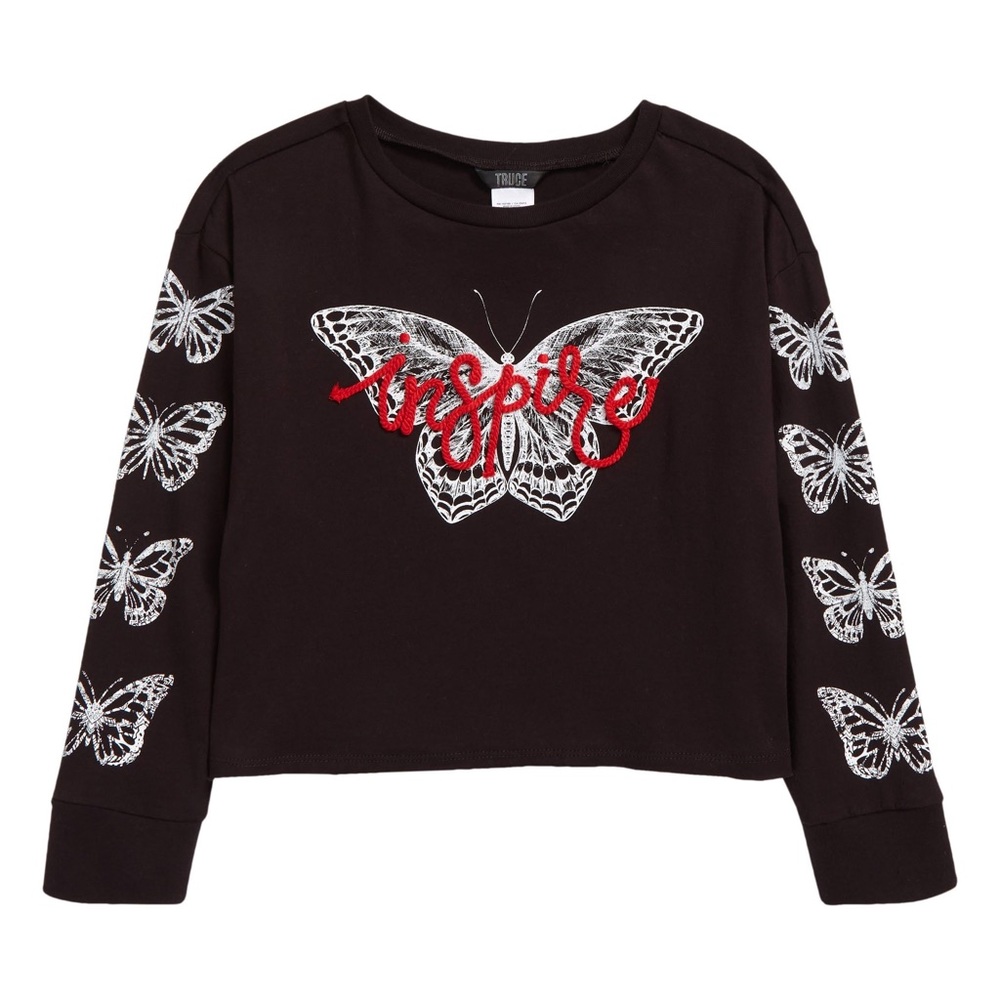 Truce Kids' Embroidered Butterfly Long Sleeve Size A (7-8)